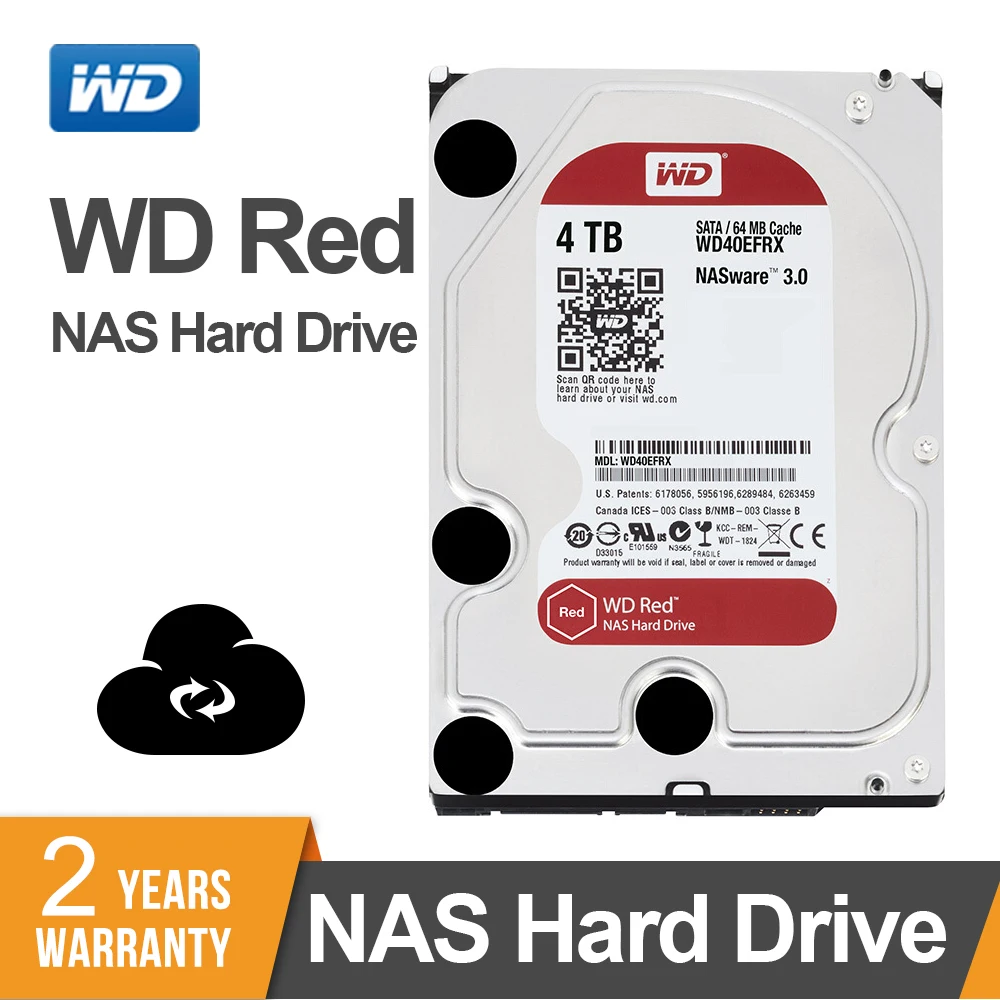 Жесткий диск Western Digital WD Красный NAS кабель для подключения жесткого диска 2 ТБ 3 ТБ 4 ТБ-5400 об/мин Класс SATA 6 ГБ/сек. 64 Мб Кэш 3,5 дюйма для Decktop Nas