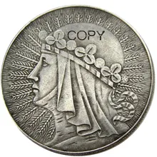1932 1933 Польша 10 злотых Посеребренная копия монеты