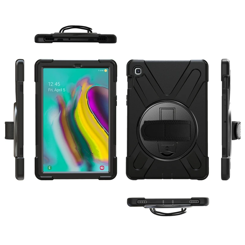 Сверхпрочный противоударный чехол для samsung Galaxy Tab S5E 10,5 дюймов с 360 градусов вращения подставка, ремешок на руку и плечевой ремень