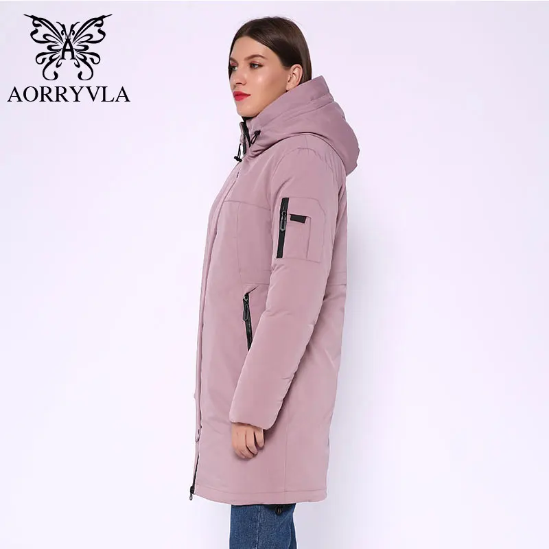 AORRYVLA, зимняя Длинная женская куртка, парка с капюшоном, ветрозащитная куртка с воротником, Толстая Теплая Повседневная зимняя женская модная куртка
