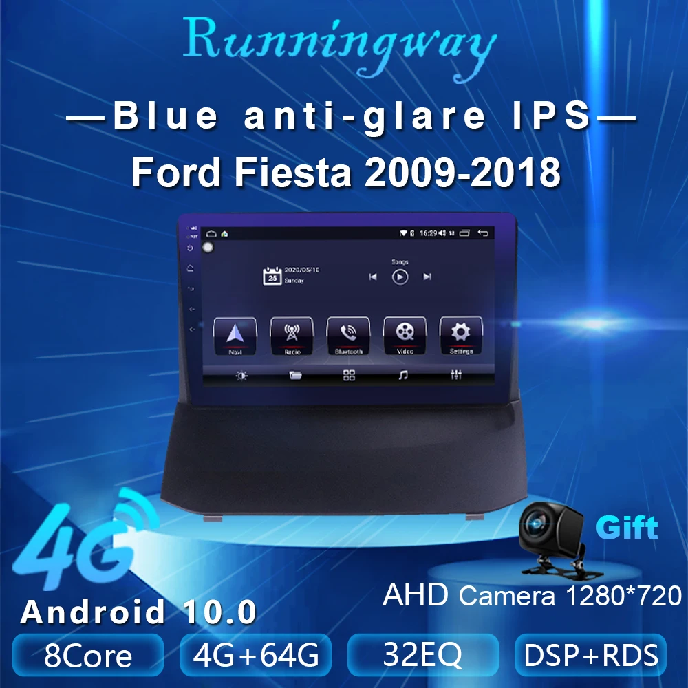 Runningway Android 10 0 5G автомобильный DVD для Ford Fiesta Mk 6 2008-2013 4G + 64G радиоприемник