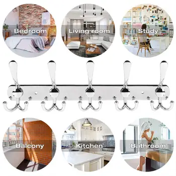 

Hooks For Hanging Clothes Hat Key Holders Storage Shelf Hanging Hook Stainless Steel Wall Mounted Rack Home Holder Storage HWC