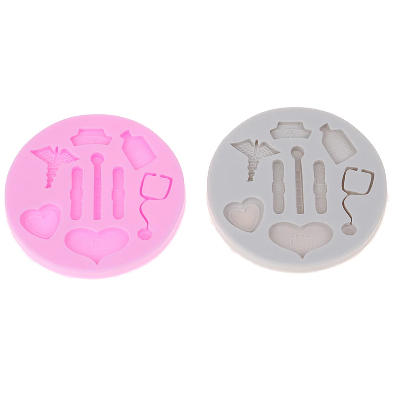 Cupcake Fondant Tool Mould Cake Tools Nurse Themed Medical Hat Bottle Heart Medicine Silicone Mold Decorating | Дом и сад