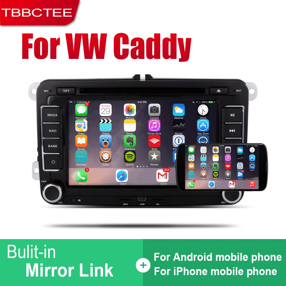 TBBCTEE Авто Радио 2 Din Автомобильный dvd-плеер на основе Android для Volkswagen VW Caddy 2004~ 2013 gps Навигация BT Wifi карта мультимедийная система