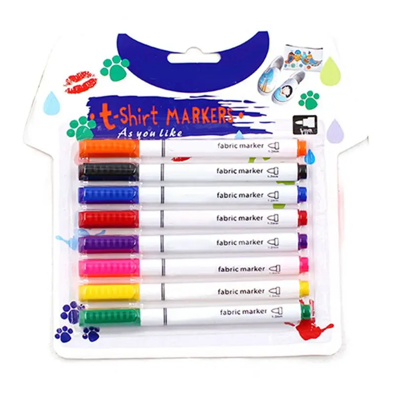 

8pcs New Clothes Textile Markers Fabric Paint Pens DIY Crafts T-shirt Pigment Painting Pen Writing Liner Marker Pen Supplies