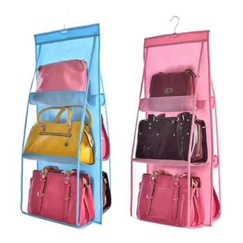 

6 Pocket Hanging Bag Organizer Wardrobe Transparent Storage Bag for Handbag Closet Shoes Organizer Door Wall Clear Sundry Pouch