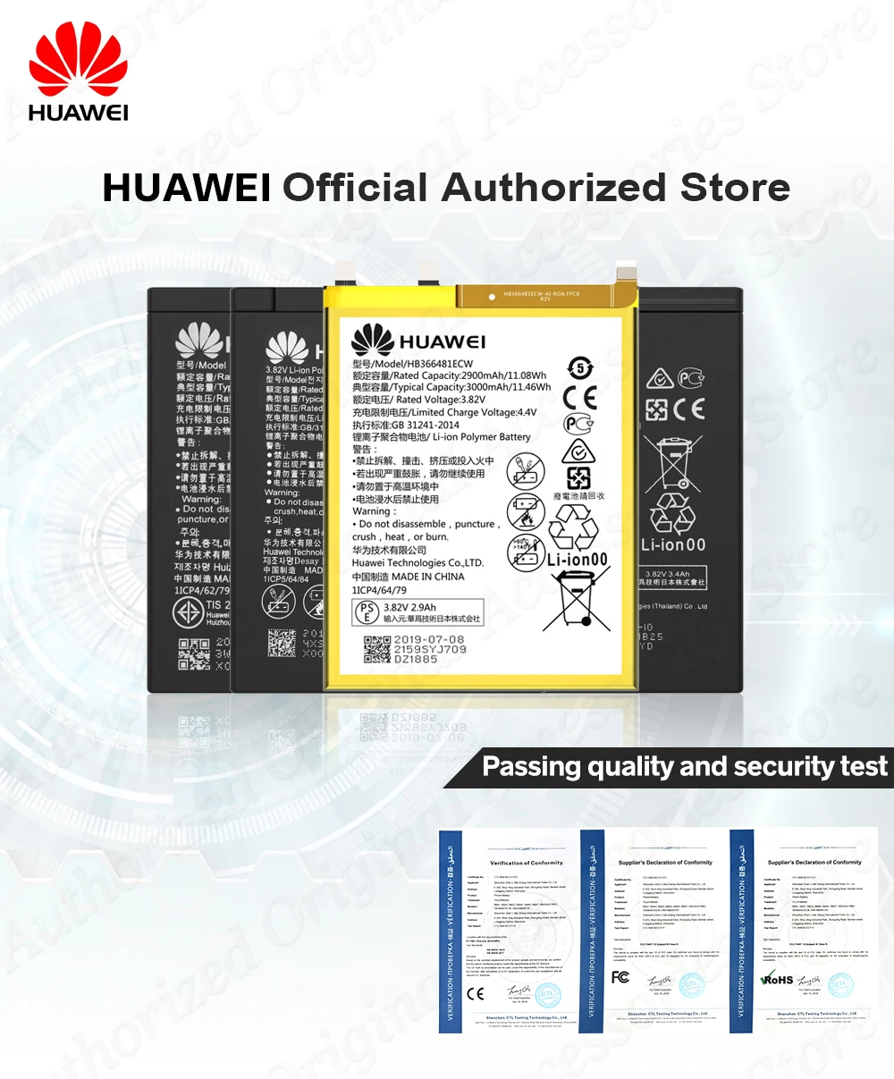 Hua Wei Оригинальная батарея для телефона HB366481ECW для huawei honor 8 honor 8 lite honor 5C Ascend P9 huawei P10 P9 Lite G9 3000 мАч