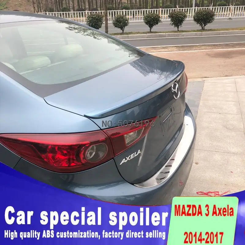 Для Mazda 3 Axela sedan 4 двери- ABS пластик Неокрашенный задний спойлер на крыло, крышу, багажник, губы, крышка багажника, Стайлинг автомобиля