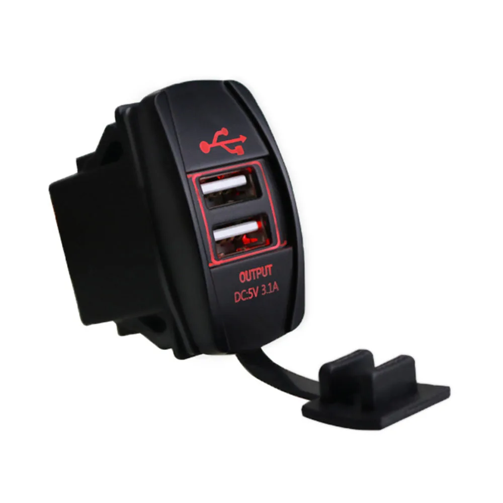 Красный 3.1A 12 V-24 V автомобиль Зарядное устройство двойной зарядка с usb-разъемом Мощность адаптер Водонепроницаемый для автомобиля зарядное устройство для мотоциклов - Название цвета: Красный
