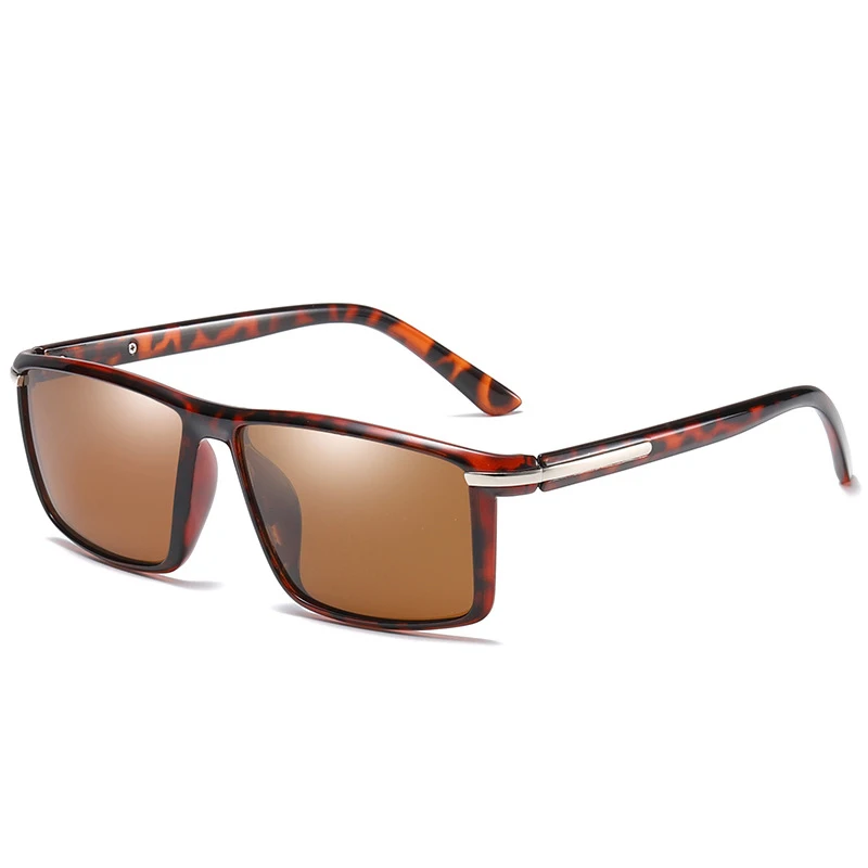 HBK, классические, квадратные, HD, поляризационные, мужские солнцезащитные очки TR90, небьющиеся, Бизнес Стиль, для вождения, солнцезащитные очки, мужские, ультралегкие, летние, оттенки - Цвет линз: C3 leopard tea