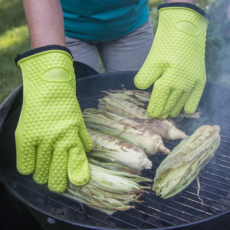 1/2Pcs Oven Mitts Baking Gloves 230 Heat Resistant Silicone Glove Kitchen  Thicken Barbecue Oven Cooking