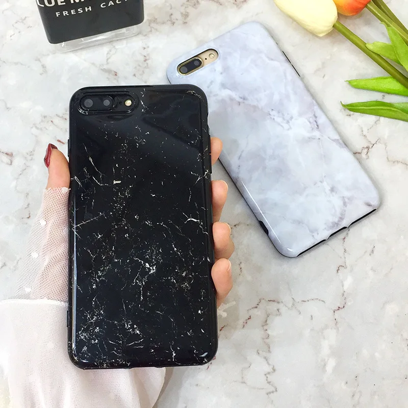 INS Online Celebrity Normcore стиль мрамор iphone xs чехол для телефона iphone 8 Plus яркая поверхность текстура 7 все края включены IMD Sof