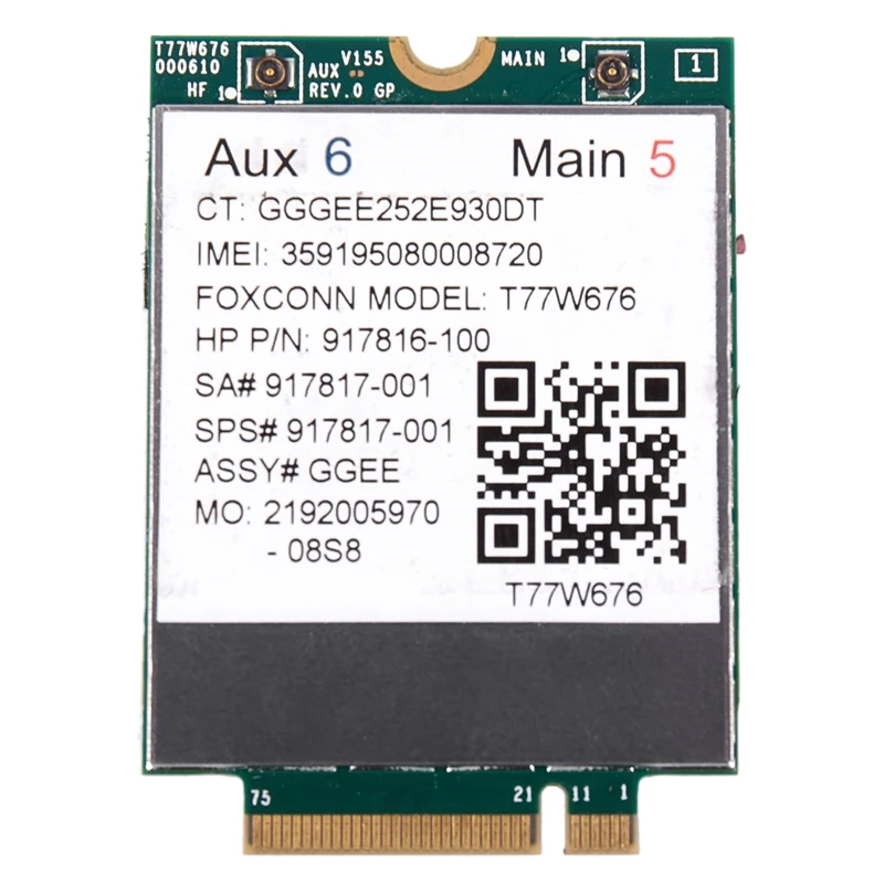 

4G LTE T77W676 917817-100 WWAN M.2 Module for HP IT4120 Elite X2 1030 G3 EliteBook X360 1030 G3