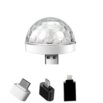 

USB Voice Magic Ball LED Elf Mobile Phone Microphone Mini Colorful Lights Car DJ Atmosphere Flash Laser Stage Light