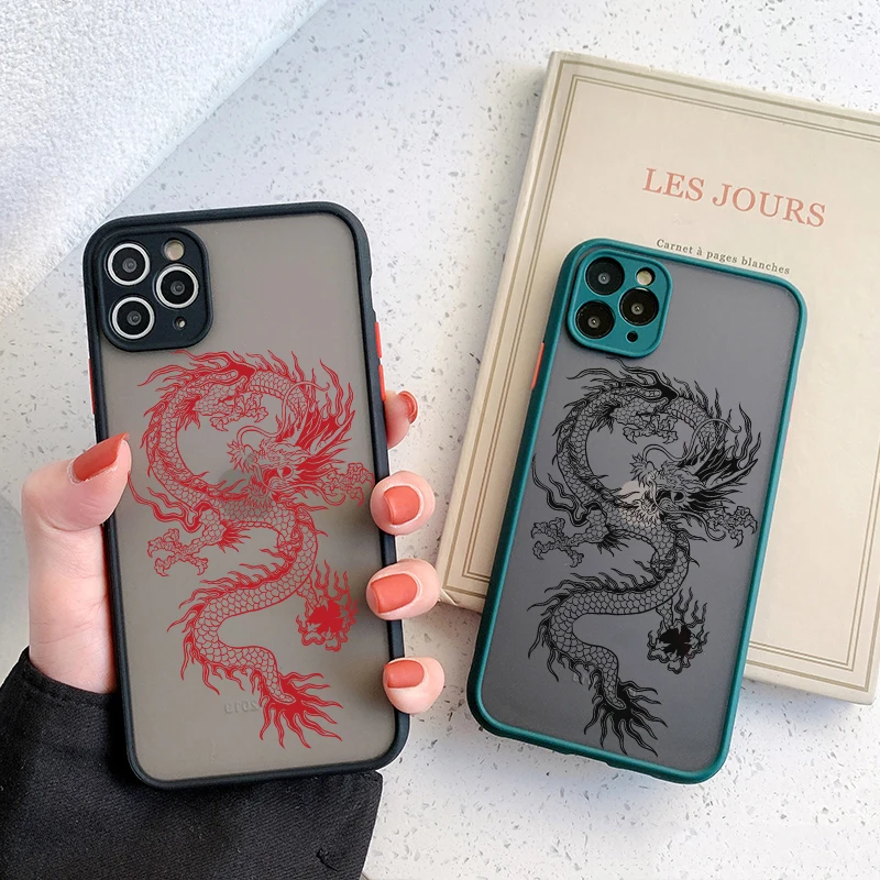 JAMULAR Модный черный чехол для телефона с драконом iPhone 13 11 Pro 12 XS MAX X 7 XR SE20 8 6 Plus