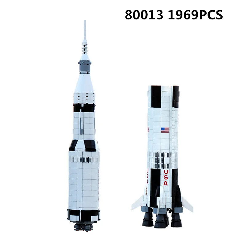 KING 80013(37003) 1969 шт креативная Серия Apollo Saturn V launch Vehicle Set детские строительные блоки кирпичи игрушки 21309