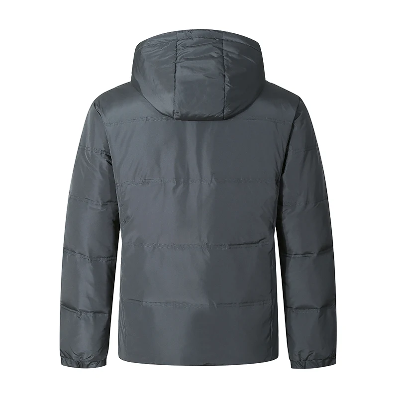 Ouma Autumn And Winter New Style Solid Color Versatile Pocket Zipper Design Long Sleeve Hooded down Jacket MEN'S Outerwear
