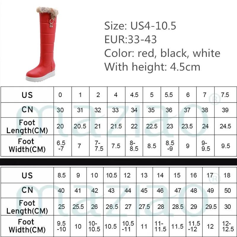 Snow Boots Size33-43 Women Boots Heels Female Round Toe Height Increasing Office Lady Shoes Woman Winter Boots Black White