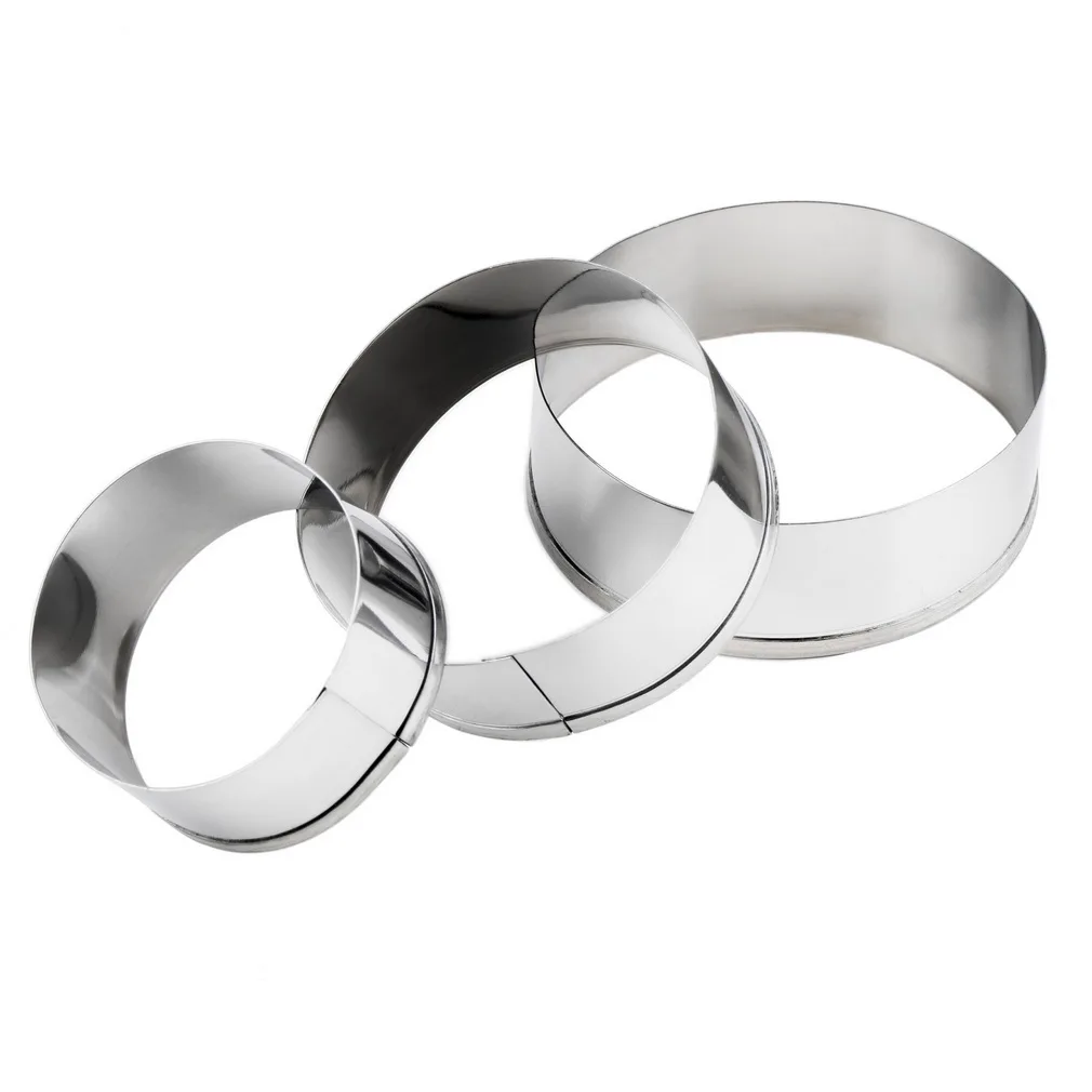 3Pcs Adjustable Round Stainless Steel Round Circle Cookie Mousse Cake Ring Cake Gum Paste Mould Layer Slicer DIY Cutter Mold