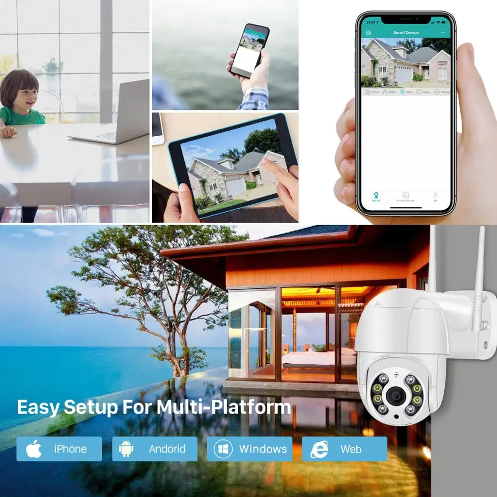 1080P HD 4X Zoom PTZ IP камера WiFi наружная Ai Обнаружение оповещения 3MP CCTV цветной ИК