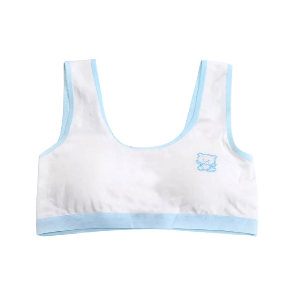 Light blue 1 шт., бюстгальтер, новинка, милое модное нижнее белье с принтом медведя для девочек, бюстгальтер, жилет, детское нижнее белье, спортивные трусы для девочек - Цвет: Light blue