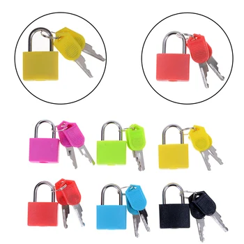 

New 6 colors Small Mini Strong Steel Padlock Travel Tiny Suitcase Lock with 2 Keys