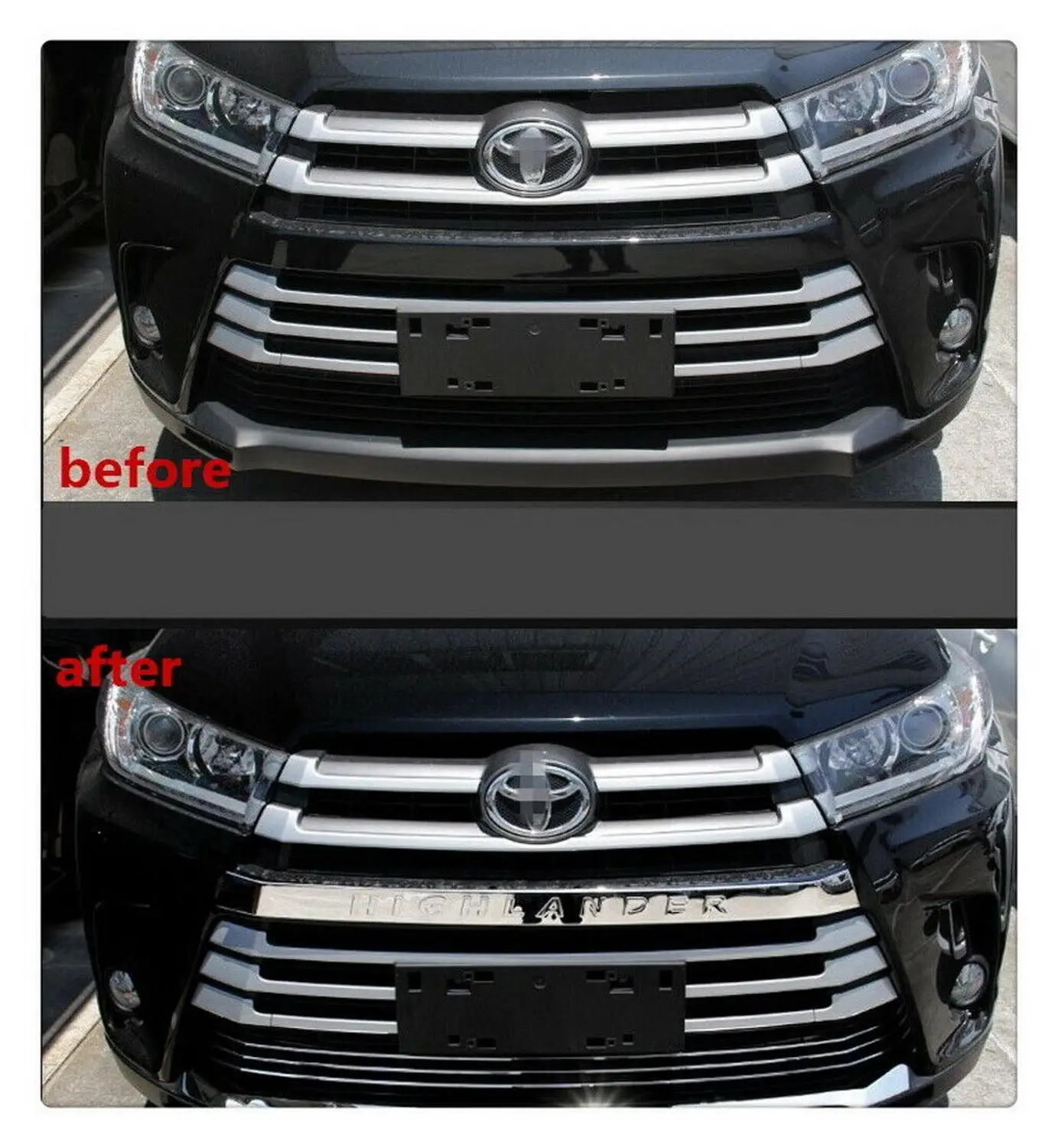 Стальной передний бампер решетка гриль крышка ABS отделка для Toyota Highlander