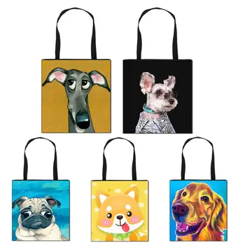 dog print tote bag