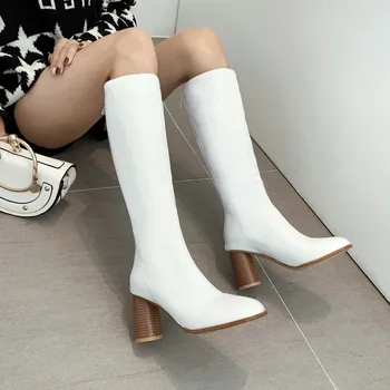 

2020 New Winter Fashion Women Knee High Boots Thigh High Long Boots High Heels Patent Leather Boots Party Shoes Wholesale