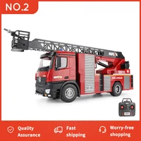 Huina 1561 RC Fire Truck Large 22ch Remote Control Trucks Sprinkler Ladder Truck Lighting Alloy Engineering Construction Toy Boy 2