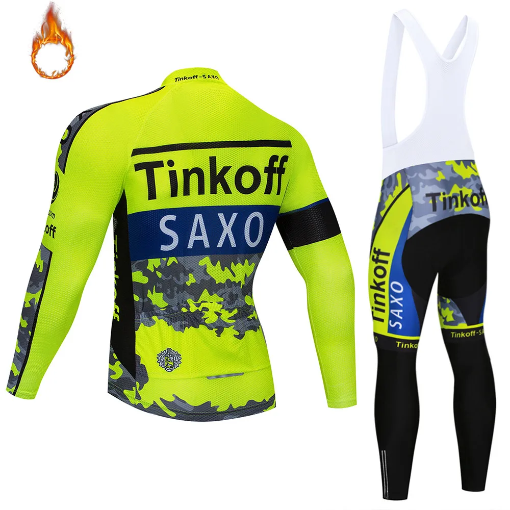 Майо Ropa Ciclismo Invierno Tinkoff зимняя велосипедная Джерси из теплого флиса с длинным рукавом комплект одежды для велоспорта MTB Одежда для велоспорта