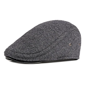 

Hat men's autumn and winter plus velvet thick warm beret male middle-aged and elderly ear protection woolen forward cap