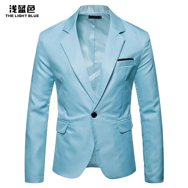 light blue COLDKER мужской костюм пальто формальная куртка trajes de chaqueta офисная мужская одежда Костюм Уличная одежда мужской S-2XL - Цвет: light blue