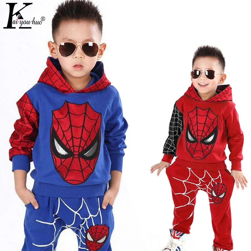 Offerte Abbigliamento per bambini Autunno Inverno Del Bambino Dei Ragazzi Vestiti Set di Spiderman Costume Abbigliamento Per Bambini Per Vesti per Ragazzi Vestito 3 4 5 6 7 anno