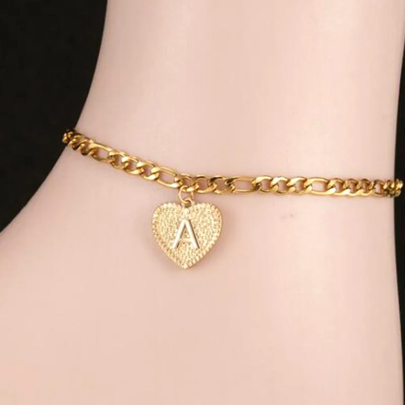 anklets for women anklet initial anklet bracelet for women Gold letter stainless steel foot chain heart shaped Jewellery women anklets for women anklet initial anklet bracelet for women Gold letter stainless steel foot chain heart shaped Jewellery women