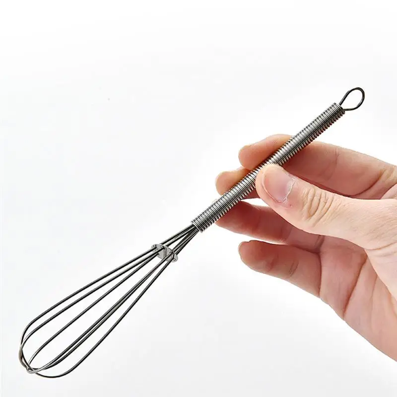 Mini Stainless Steel Whisk Hand Push Egg Beater Wire Cream Whisk for Baking Stirring Baking