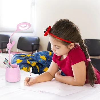 

Konesky Multifunction LED 360 Degree Desk Lamp USB Rechargeable Fan Table Light Desk Bed Reading Book Nightlight Lamp
