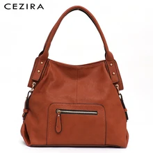 CEZIRA брендовые модные веганские кожаные женские сумки на плечо, женские большие повседневные вместительные Сумки из искусственной кожи с карманом на молнии, женская сумка-мессенджер