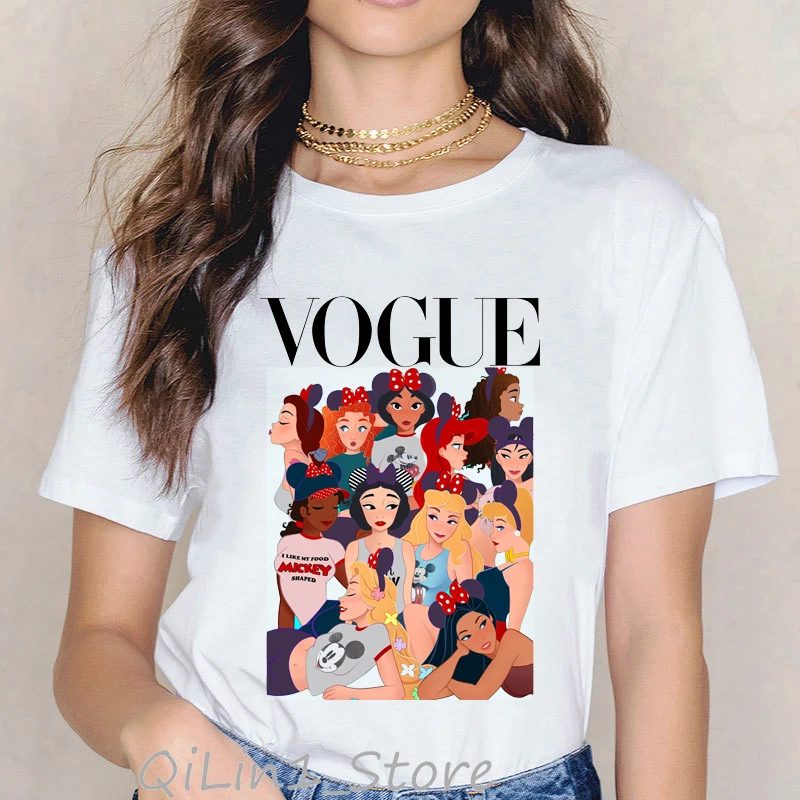 

Female T-Shirt Femme Funny Princesses Printed Funny T Shirts Womem Harajuku Kawaii Clothes 90s Vogue Tumblr Tshirt Graphic Tees