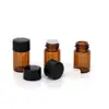 24 pièces 1ml 2ml huile essentielle échantillon bouteille vide ambre verre Mini flacons avec réducteur d'orifice couvercles noirs pour doTERRA Young Living ► Photo 2/6