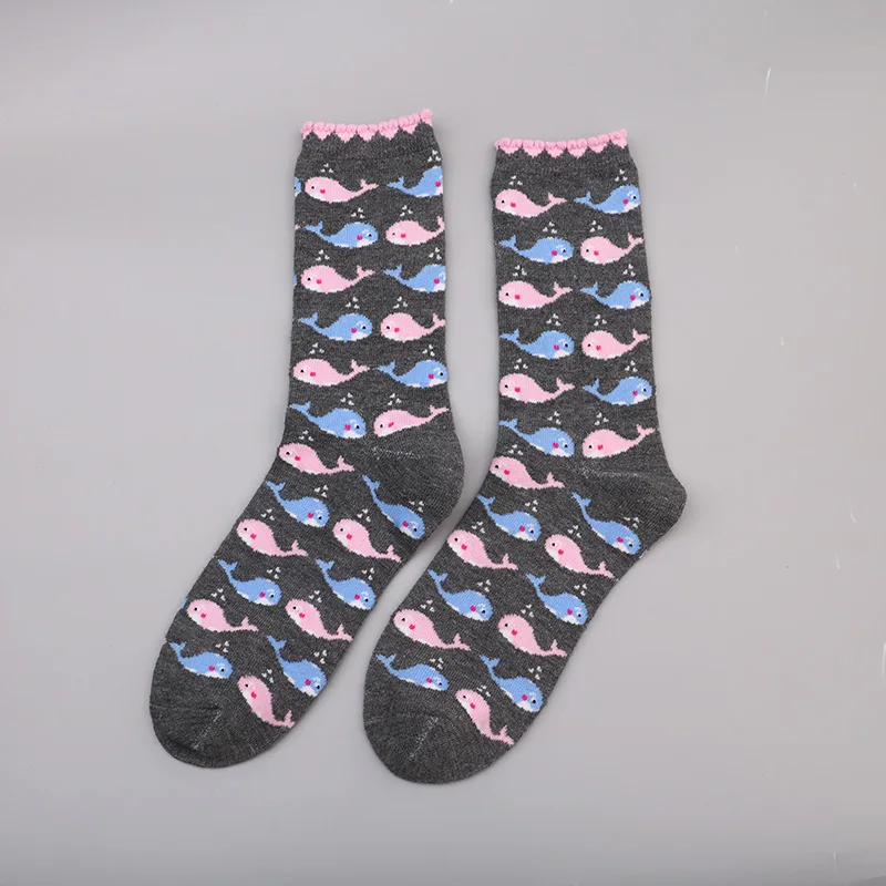 Хлопковые мягкие Sox красивые модные счастливые носки Пингвин собака кривая для мужчин забавные женские Девушки Искусство носки - Цвет: Тёмно-синий
