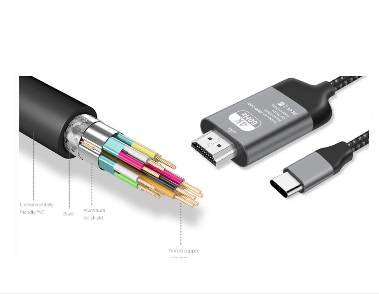 Переходник коннектор HDMI HD 4K кабель type-C USB-C-HDMI HD tv 4K кабель адаптер 60HZ HD tv