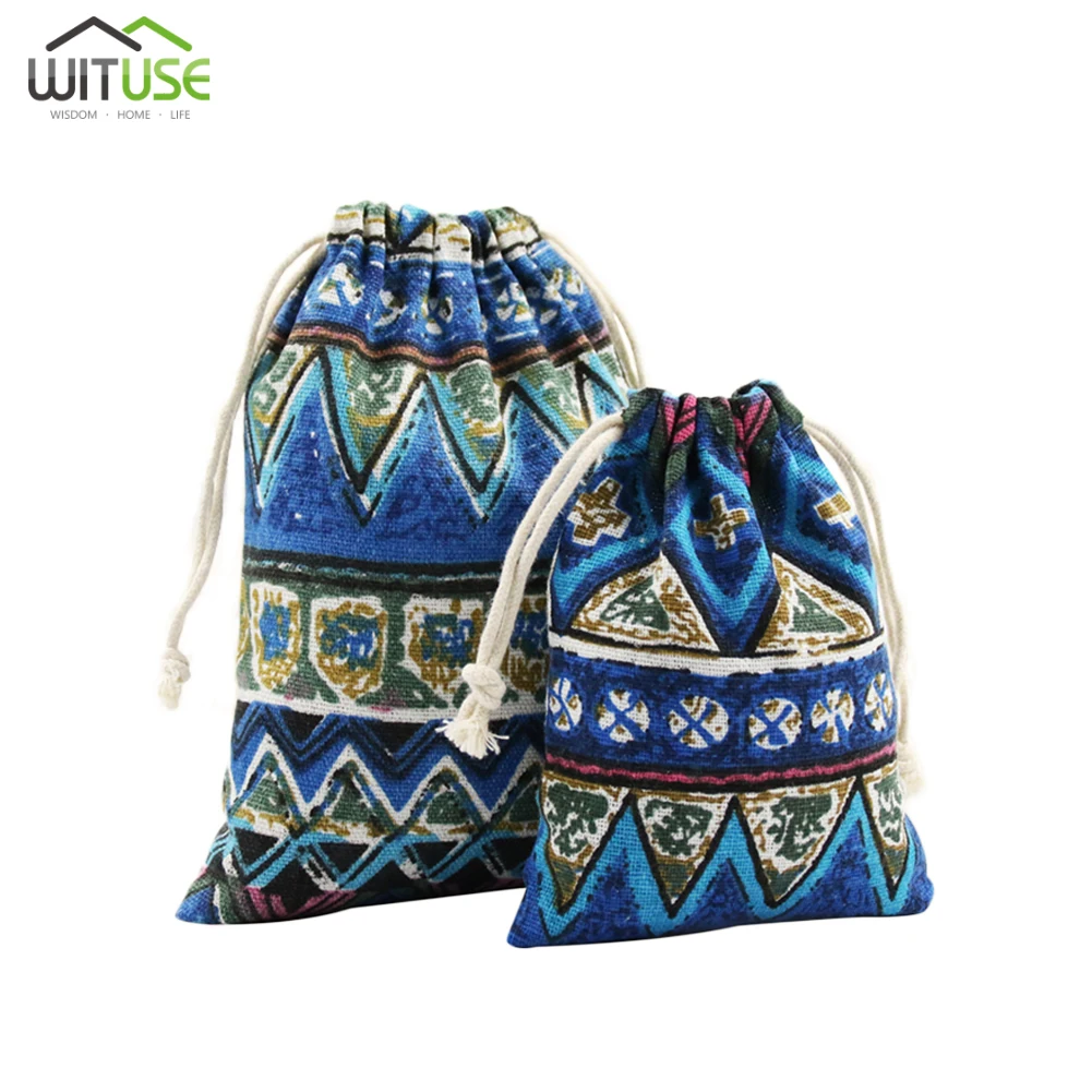 

Good Air Permeability Floral Prints Cotton Cloth Drawstring Coin Key Pouches Jewelry Gift Linen Bag 1/5pcs Non-disposable Bag