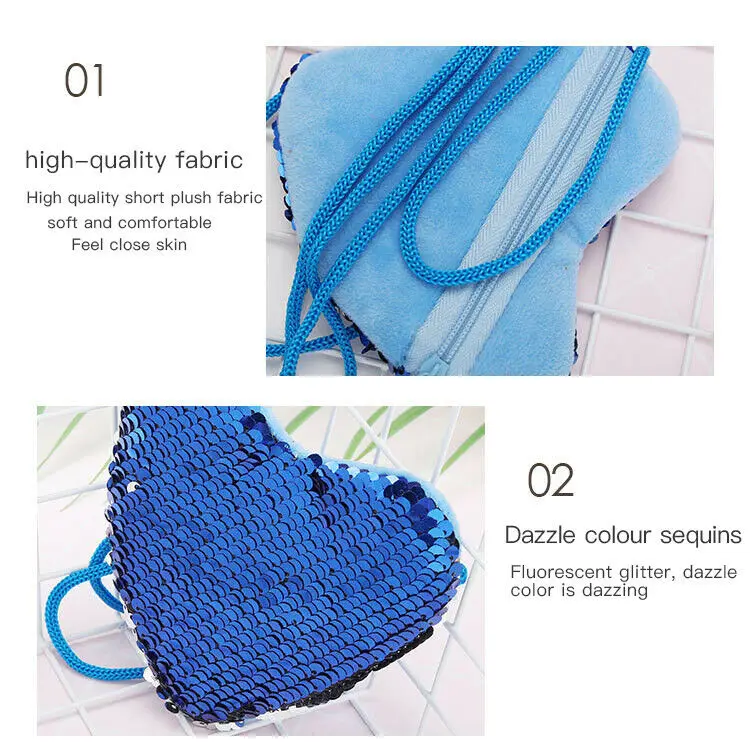 Модная расшитая блестками сумочка в форме сердца однотонная сумка на молнии для