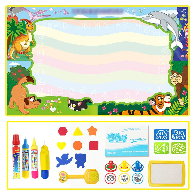 Big Size Magic Water Drawing Mat Coloring Doodle Carpet with 4 Magic Pens & Stamps Painting Drawing Board Toys Gift  for Kid 7