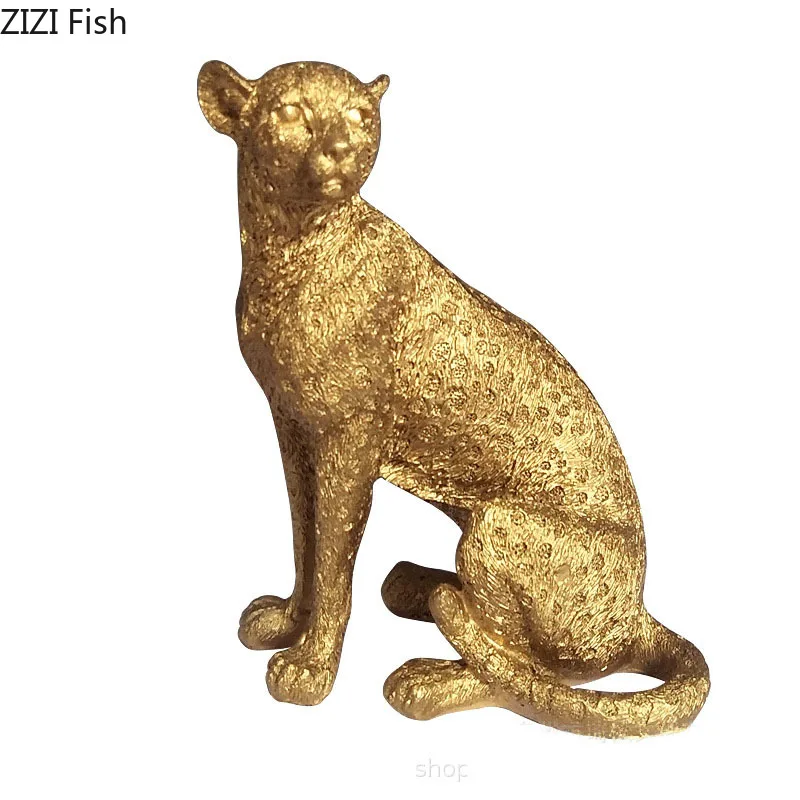 Brass Leopard Statue in Golden Color Rare Metal Crafts Decorative