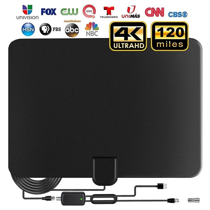 

2020 New Indoor 120 Miles Range TV antenna with amplifier Signal Booster Digital Support All 4K 1080P Free Local Channels