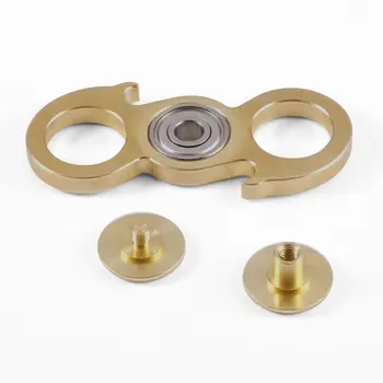 

No Big Noise Brass Material Relieving Anxiety Stress Reducer Finger Toy Two Leaves Hand Spinner With Removeable Bearing Cover