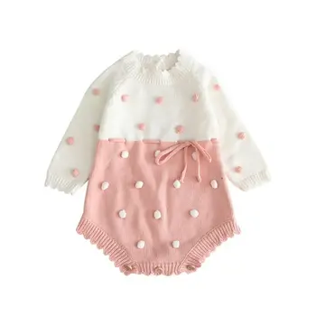 

NEW Autumn Winter Baby Girl's Knit Rompers Long Sleeve Knitted Rompers Baby Princess Triangle Jumpsuit Toddler Kids Clothing