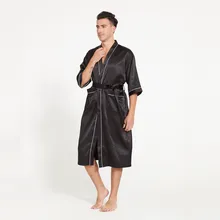 Халат с длинными рукавами, мужской летний шелковый халат, мужская домашняя пижама из тонкой ткани до колен, ночная сорочка, Badjas Gh4